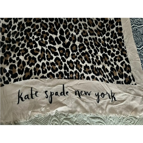 NWT Kate Spade Leopard Animal Print Fashion Large Scarf - Picture 4 of 6
